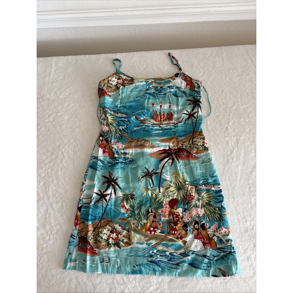 Vintage 90s All That Jazz Hawaiian Floral Spaghetti Strap Dress‎ Junior 7/8 Slip